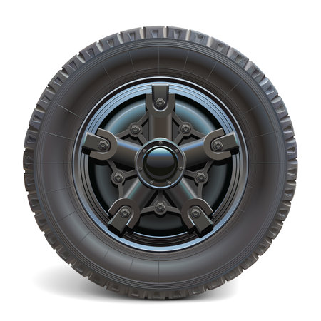 Vector Old Front Truck Wheel with Black Disk isolated on white backgroundのイラスト素材