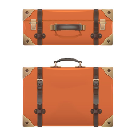 Vector Retro Orange Baggage Icons isolated on white backgroundのイラスト素材