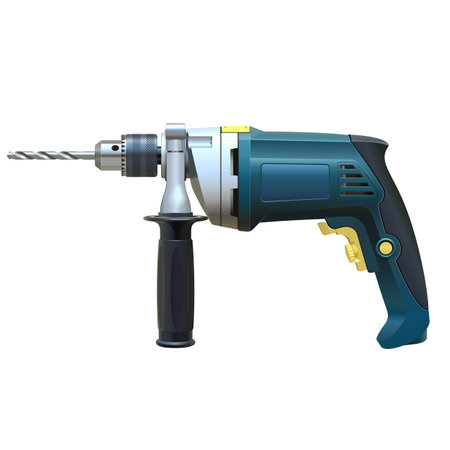 Vector Green Electric Drill isolated on white backgroundのイラスト素材