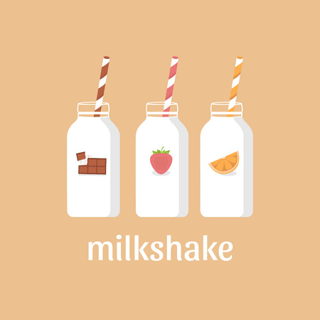 Vector illustration of a fruit milkshake. Flat styleのイラスト素材
