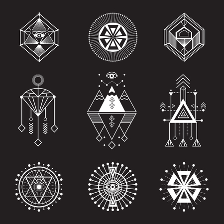 Vector set of sacred geometryのイラスト素材