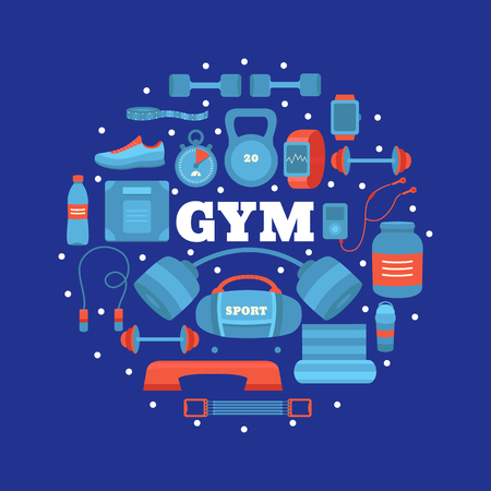 Set of gym equipment.のイラスト素材