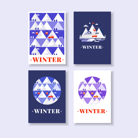 Mountain winter vector cards.のイラスト素材