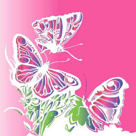 butterfly insect art white decorative colorのイラスト素材