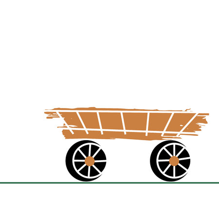 cart horse people traditional illustration transportのイラスト素材