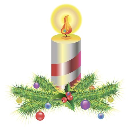candle christmas illustration decoration holiday redのイラスト素材
