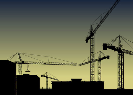 construction crane silhouette industry illustration architectureのイラスト素材