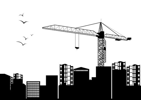 construction crane silhouette industry illustration architectureのイラスト素材
