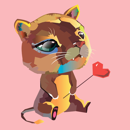 cute cartoon animal kitten cat lionのイラスト素材