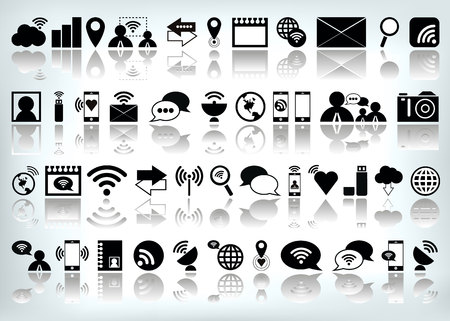 internet web computer set icon connectionのイラスト素材