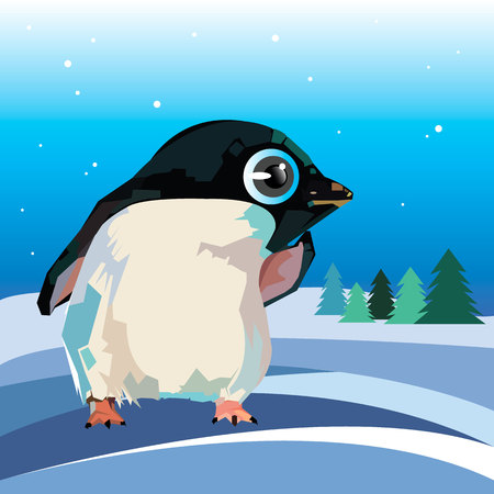 penguin cute illustration cartoon white blackのイラスト素材