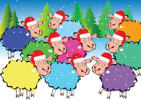 Sheep on a white background illustrationのイラスト素材