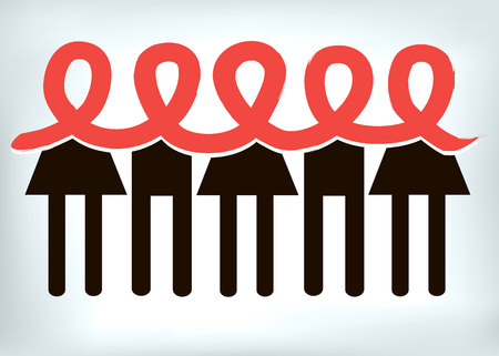 aids  ribbon red people girl boyのイラスト素材