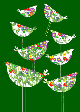 nature illustration bird art design graphicのイラスト素材