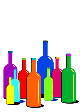 wine glass alcohol bottle drink illustrationのイラスト素材