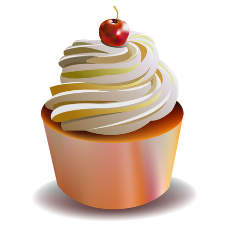 cake birthday sweet cream cupcake deliciousのイラスト素材