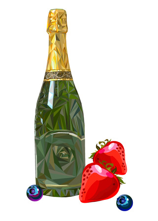 wine glass alcohol bottle drink illustrationのイラスト素材