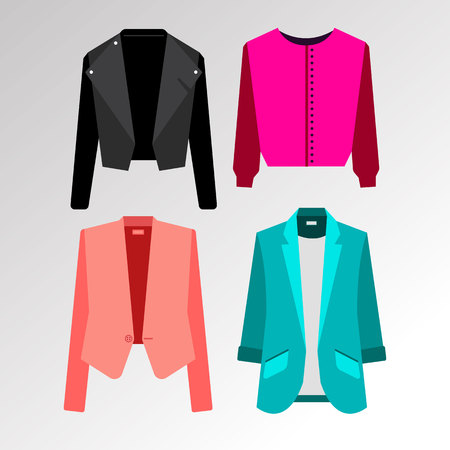 fashion vector jacket clothing womens casual illustration collar buttons sleeves jacketのイラスト素材