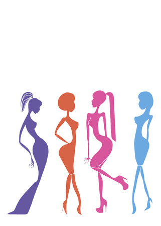 vector girl women dress fashion black femaleのイラスト素材