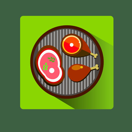 grill meat barbecue vector food beef illustrationのイラスト素材