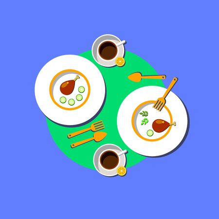 spoon fork icon vector eggs tea lemonのイラスト素材
