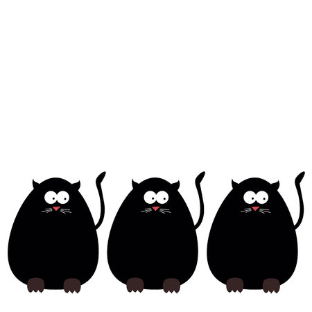 vector cats funny eyes tail legs clawsのイラスト素材