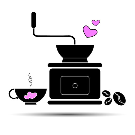 Coffee vector grinder drink cup illustration hot machine black cafe icon mugのイラスト素材