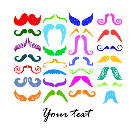 Hand drawn mustache set. vector, mustache, styleのイラスト素材