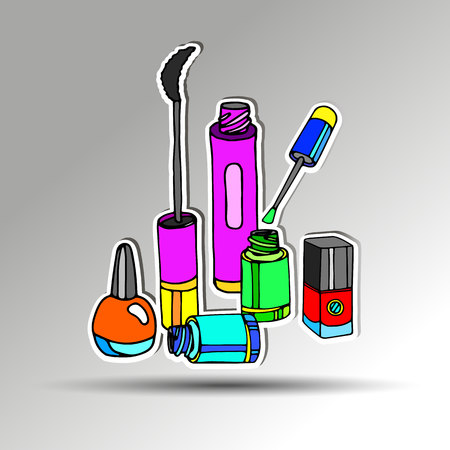 vector fashion female makeup design glamour brushのイラスト素材