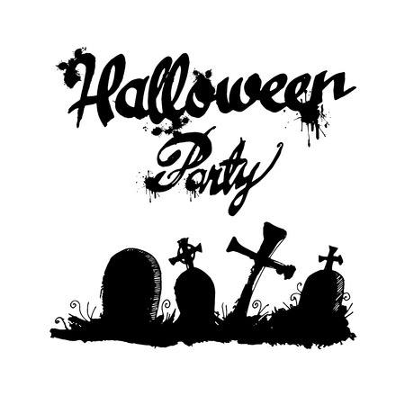 Halloween cemetery moonlight landscape. illustration, night, vectorのイラスト素材