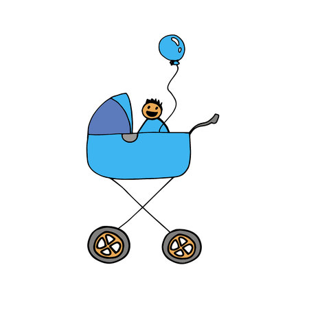 stroller baby illustration vector carriage child icon kid pram childhood silhouette toddler born infantのイラスト素材