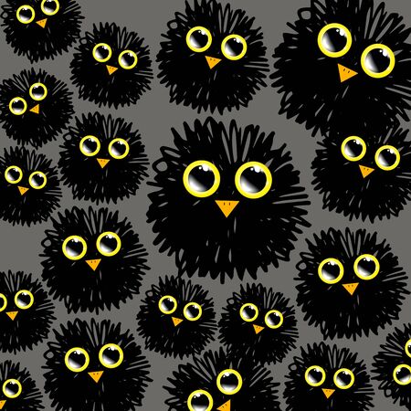 funny cute furry animal vector bird illustration cartoon background art happyのイラスト素材