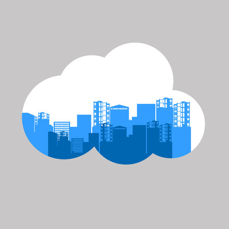 vector construction silhouette clouds industry illustration architecture industrial black cityのイラスト素材