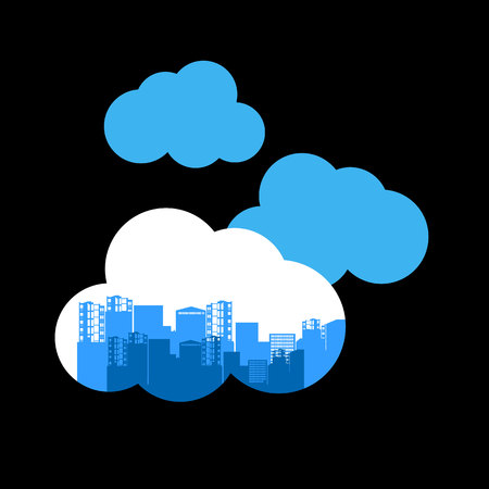 vector construction silhouette clouds industry illustration architecture industrial black cityのイラスト素材