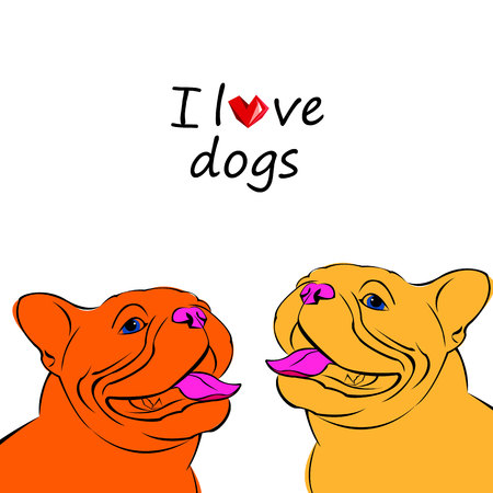 dog vector breed cute pet animal bulldogのイラスト素材