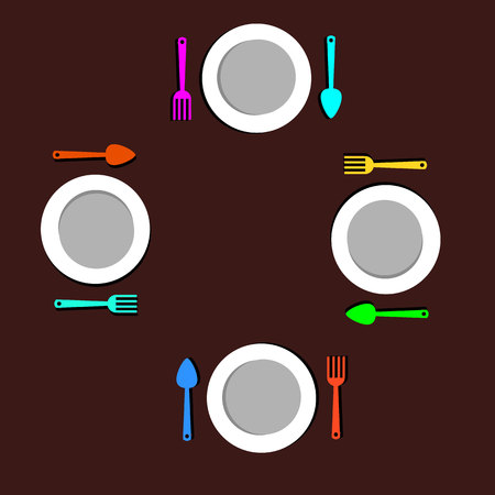 spoon fork icon vector kitchen illustration restaurantのイラスト素材