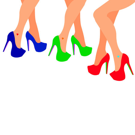 Set of vector fashion illustration silhouette sketch footwear design.のイラスト素材