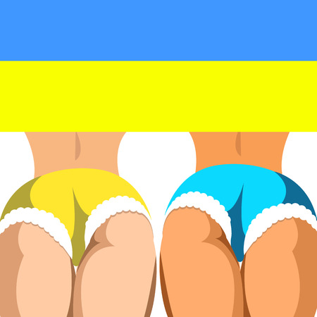 Blue and yellow model vector female fashion young girl.のイラスト素材