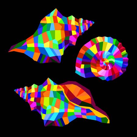 set with sea shell sketch isolated on white. Seashells. Set of various colorful sea shellsのイラスト素材