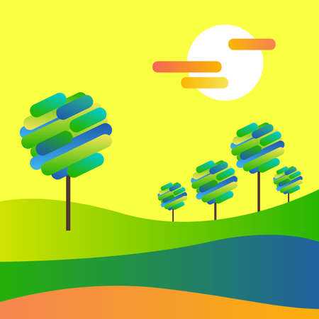 landscape forest  illustration background silhouette treeのイラスト素材