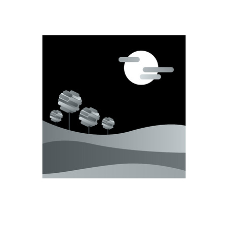 landscape vector  forest  illustration background silhouette treeのイラスト素材