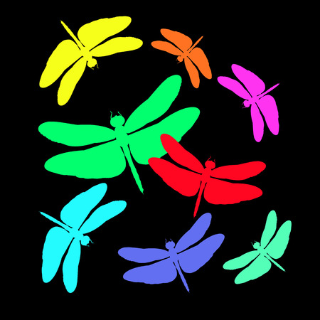vector color art dragonfly nature wildlife flyのイラスト素材