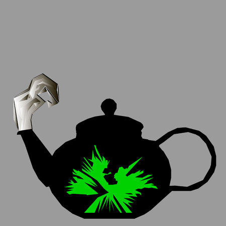 teapot vector tea cup cafe green drinkのイラスト素材