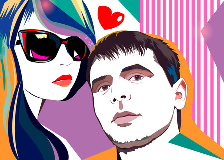 vector people illustration woman man love characterのイラスト素材