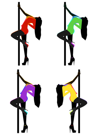 pole girl illustration dancer strip vectorのイラスト素材