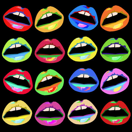 vector lipstick red lips mouth female makeupのイラスト素材