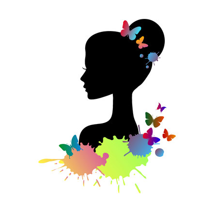 vector girl portrait beauty hair beautiful headのイラスト素材