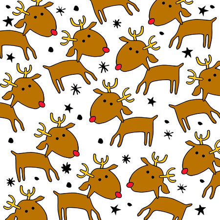 deer christmas vector illustration holiday design winter animal background celebrationのイラスト素材
