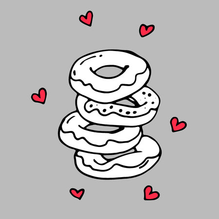 vector, dessert, sweet, snack, chocolate, delicious, donuts, donut icon, donutのイラスト素材