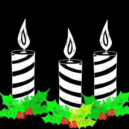 vector candle christmas illustration decoration holiday redのイラスト素材